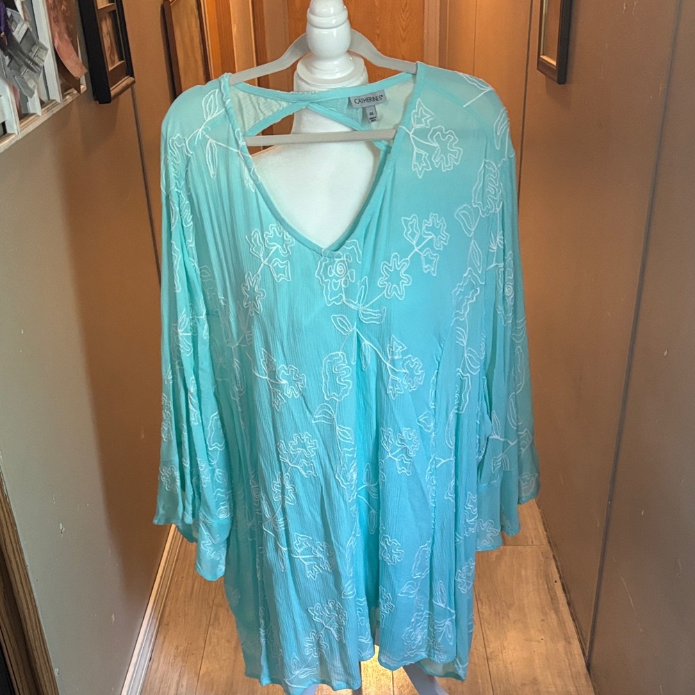 Catherine Popesco Light Blue Embroidered Top